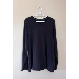 Structure Mens XLarge Solid Black Long Sleeve Top Shirt Tageless Neutral Cotton